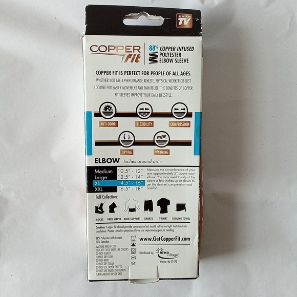 SOLD - Copper Fit Compression Elbow Sleeve Unisex Black Size XL 14.5" - 16" NEW - Picture 5 of 5
